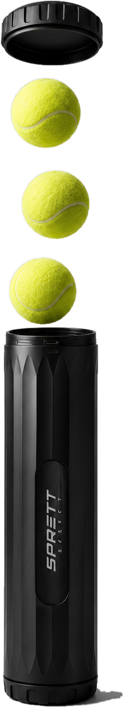 Lokket tatt av og tre tennisballer på vei ned i SprettBoks